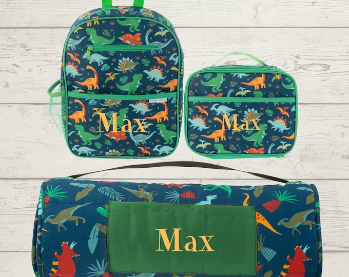 All Over Print Nap Mat, Junior Backpack and Lunchbox Set with Embroidery Personalization