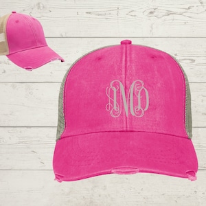 Monogrammed Trucker Hat multiple colors available, distressed baseball cap