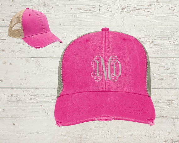 Monogrammed Trucker Hat multiple colors available, distressed baseball cap