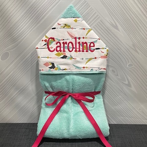 Monogrammed Hooded Baby or Kids Towel. Custom made to order for boy or girl. Perfect baby shower or birthday gift.