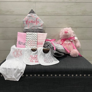 Ich will alles Baby-Geschenkkorb, Zoll für Jungen oder Mädchen, Babypartygeschenk, neues Babygeschenk, Babygeschenkkorb mit Monogramm
