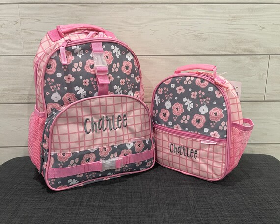 Children's All Over Print Backpack and Lunchbox Set Stephen Joseph with Embroidery Personalization