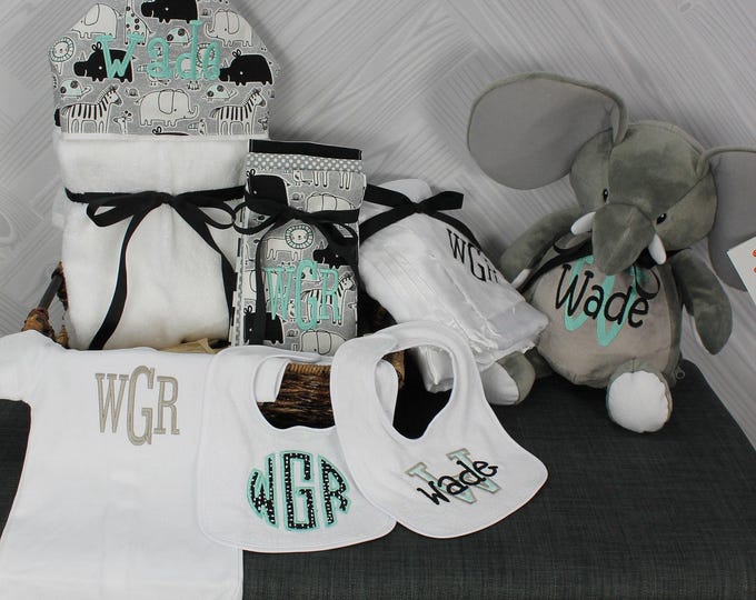 I Want It All Baby Gift Basket, Custom for boy or girl, baby shower gift, new baby present, monogrammed baby gift basket