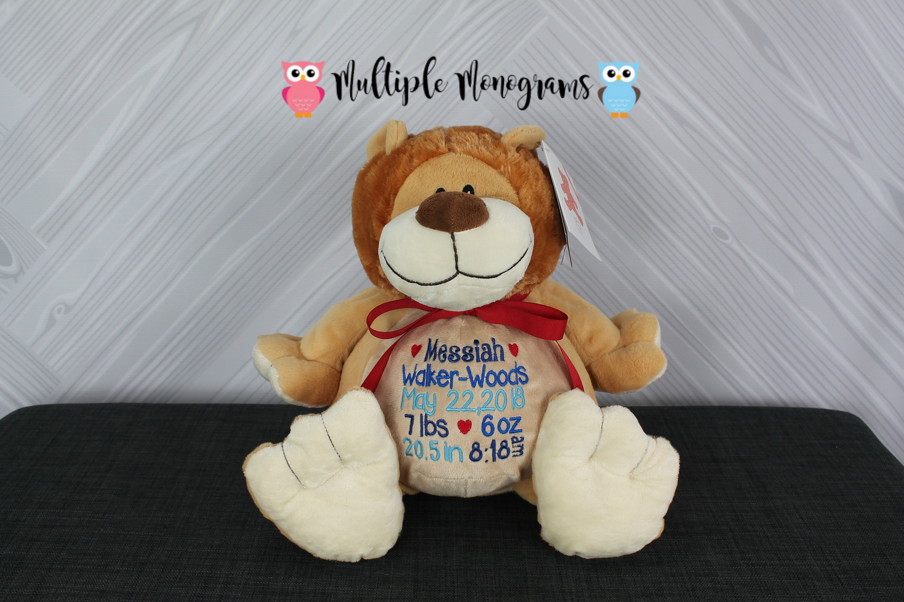 personalized baptism stuffed animal