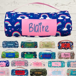 Personalized Nap Mat: Attached Pillow & Minky Blanket, Daycare Essential