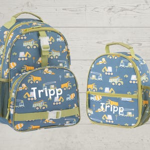 Children&#39;s All Over Print Backpack and Lunchbox Set Stephen Joseph with Embroidery Personalization