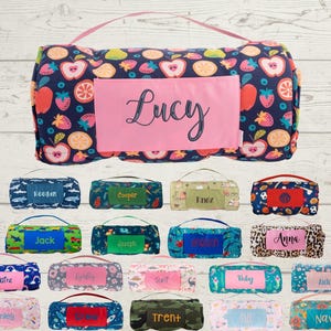 Personalized Nap Mat with Attached Pillow and Blanket - Ideal for Daycare and Preschool - Embroidery Included