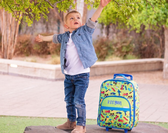 Children's All Over Print Rolling Luggage: Embroidery Personalization