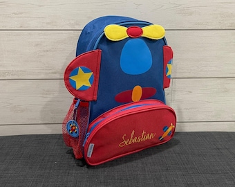 Embroidered Airplane Backpack for Kids: Personalized School Travel Bag