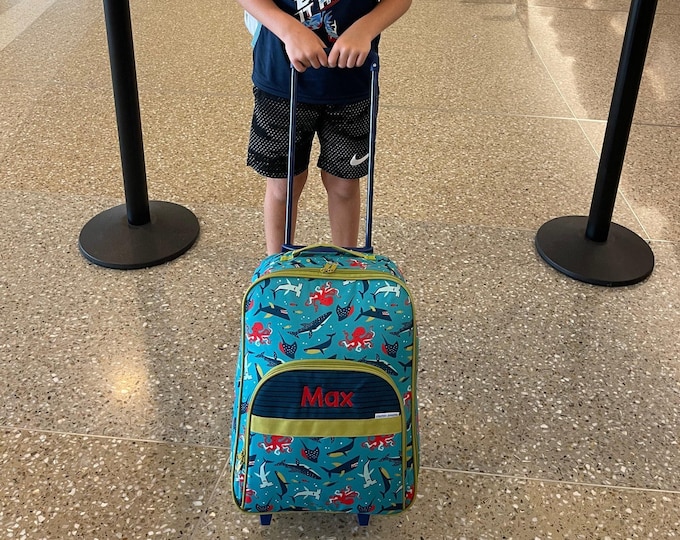 Children's All Over Print Rolling Luggage: Embroidery Personalization