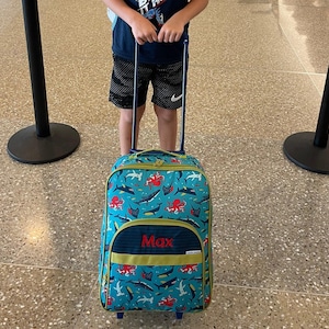 Children&#39;s All Over Print Rolling Luggage: Embroidery Personalization