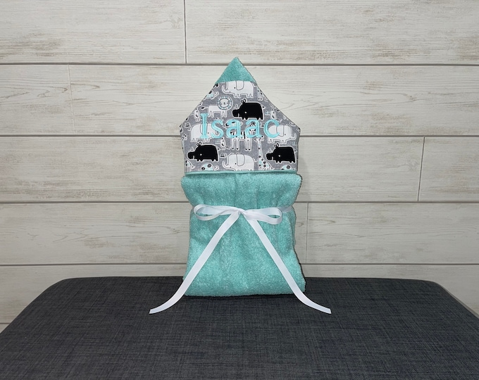 Monogrammed Hooded Baby Towel: Custom Embroidered Kids Bath Towel