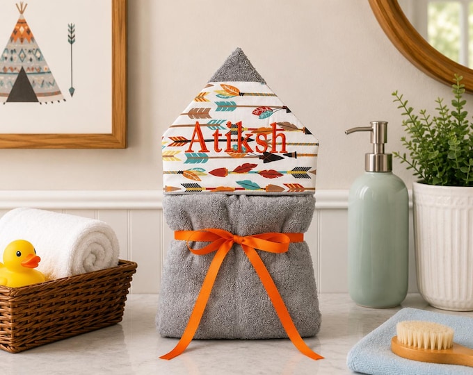 Monogrammed Hooded Baby Towel: Custom Embroidered Kids Bath Towel