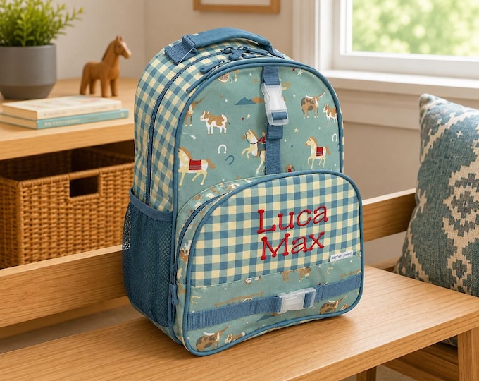 Embroidered Kids Backpack: Personalized All-Over Print School Bag