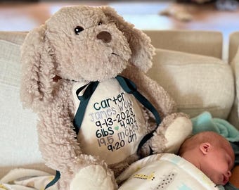 Personalized Embroidered Stuffed Animal: Baby Keepsake Gift