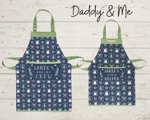 Daddy & Me Adult and Kids Christmas Aprons with Embroidery Personalization