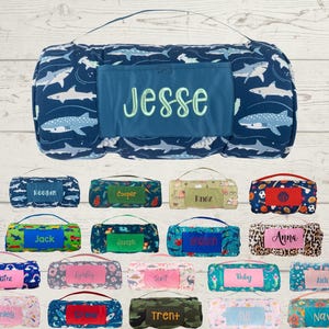 Personalized Nap Mat with Attached Pillow and Blanket - Ideal for Daycare and Preschool - Embroidery Included