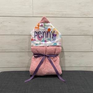 Monogrammed Hooded Baby or Kids Towel. Custom made to order for boy or girl. Perfect baby shower or birthday gift.