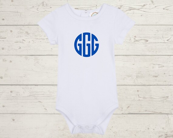 Embroidery Monogrammed Bodysuit for Baby Boy short sleeves