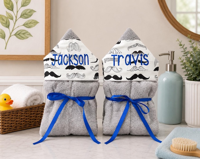Monogrammed Hooded Baby Towel Set: Custom Embroidered Kids Bath Towels