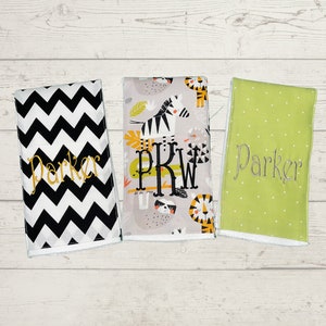 Spucktücher mit Monogramm, 3er Set.
