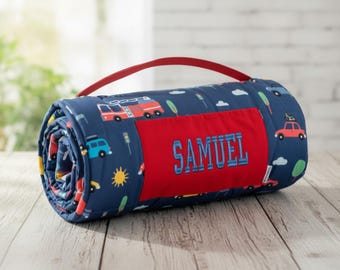 Personalized Kids Nap Mat: Attached Minky Blanket, Removable Pillow, Machine Washable, Daycare/Preschool Essential
