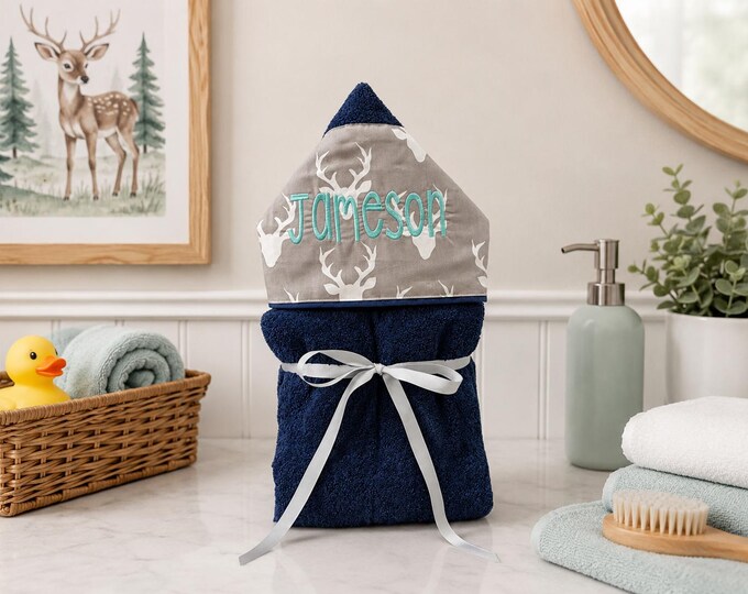 Monogrammed Hooded Baby Towel: Custom Embroidered Kids Bath Towel