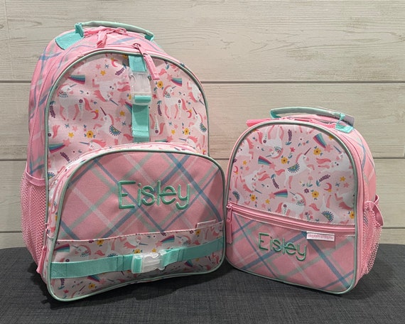 Children's All Over Print Backpack and Lunchbox Set Stephen Joseph with Embroidery Personalization