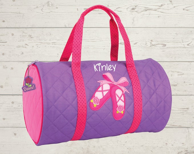 Children's Quilted Duffel Bag with Embroidery Personalization