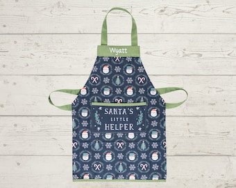 Kids Christmas Apron with Embroidery Personalization