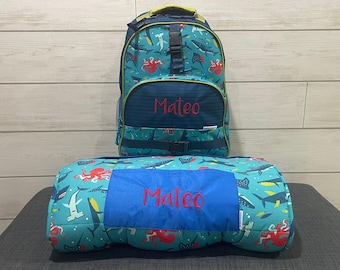 Children's All Over Print Nap Mat and Backpack Set Stephen Joseph with Embroidery Personalization