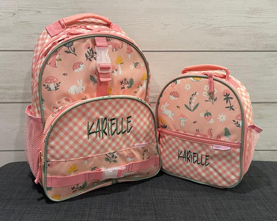 Children's All Over Print Backpack and Lunchbox Set Stephen Joseph with Embroidery Personalization