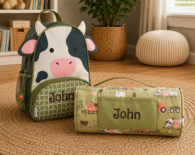 Children's All Over Print Nap Mat and Sidekick Set Stephen Joseph with Embroidery Personalization