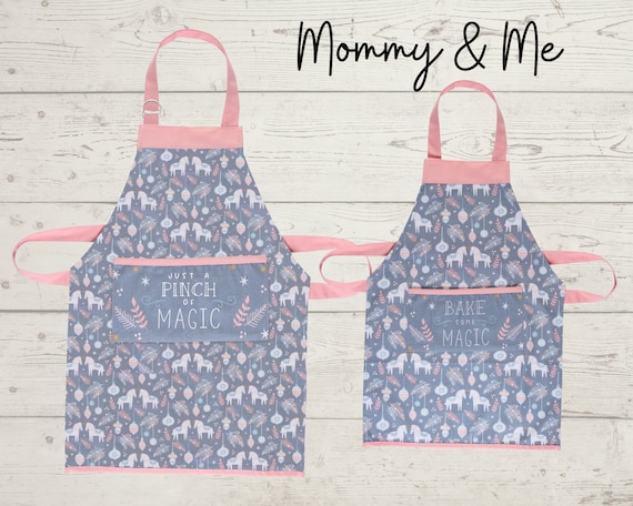 Mommy & Me Adult and Kids Christmas Aprons with Embroidery Personalization