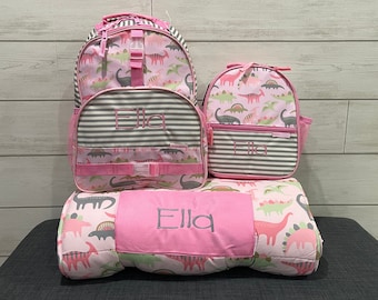 Children's All Over Print Nap Mat, Backpack and Lunchbox Set Stephen Joseph with Embroidery Personalization