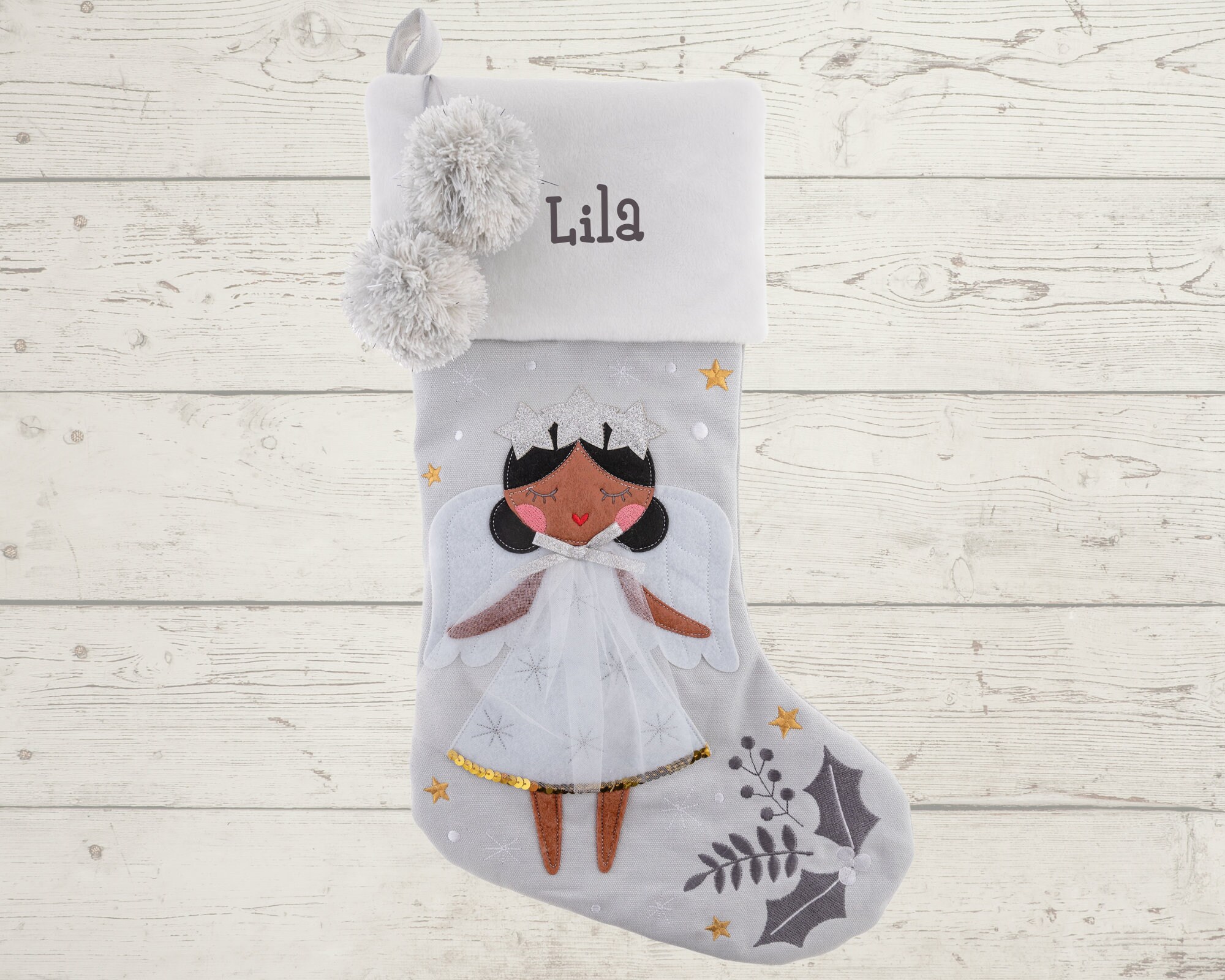 Personalized Stitch Christmas Stocking, Angel Stocking, Lilo And