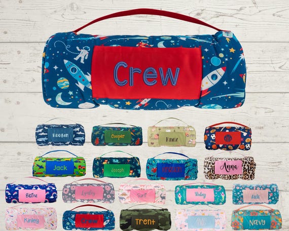Personalized Nap Mat with Attached Pillow and Blanket - Ideal for Daycare and Preschool - Embroidery Included