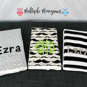 Spucktücher mit Monogramm, 3er Set.