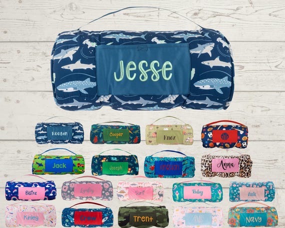 Personalized Nap Mat with Attached Pillow and Blanket - Ideal for Daycare and Preschool - Embroidery Included