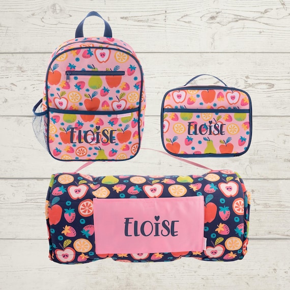 All Over Print Nap Mat, Junior Backpack and Lunchbox Set with Embroidery Personalization