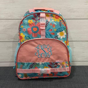 Gestickte Blumenkinder Rucksack: Personalisierte Schulreisetasche