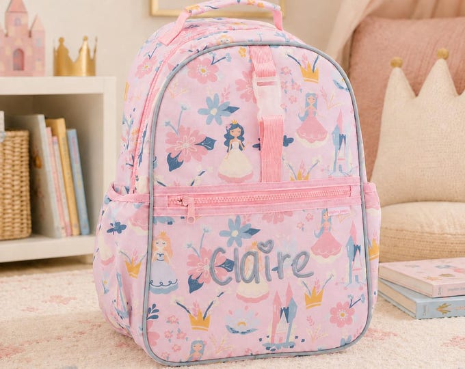 Personalized Kids Backpack: Floral Print, Embroidered Name
