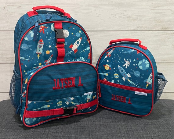 Children's All Over Print Backpack and Lunchbox Set Stephen Joseph with Embroidery Personalization