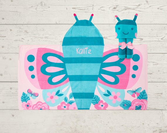 Children's Hooded Beach Towel toddler kids FREE Personalization Embroidery