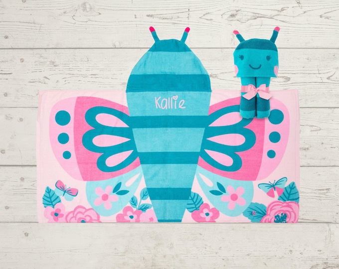 Children's Hooded Beach Towel toddler kids FREE Personalization Embroidery