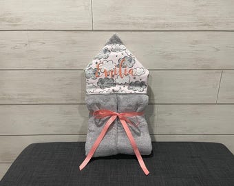 Monogrammed Hooded Baby Towel: Custom Embroidered Kids Bath Towel