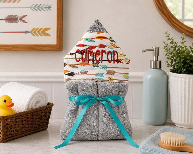 Monogrammed Hooded Baby Towel: Custom Embroidered Kids Bath Towel