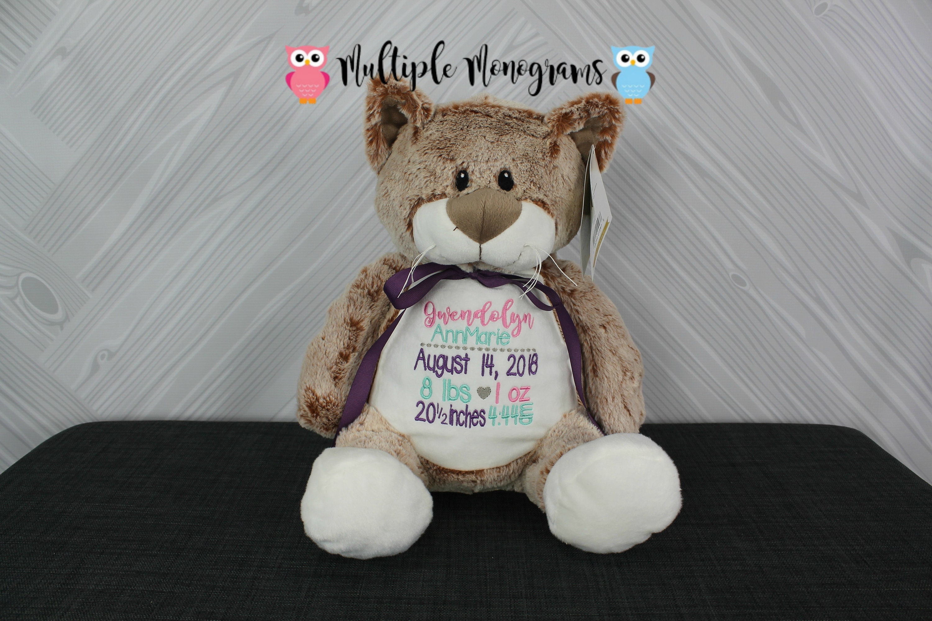 personalized baptism stuffed animal
