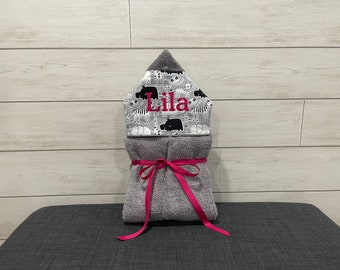 Monogrammed Hooded Baby Towel: Custom Embroidered Kids Bath Towel