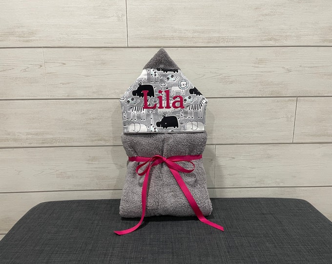 Monogrammed Hooded Baby Towel: Custom Embroidered Kids Bath Towel